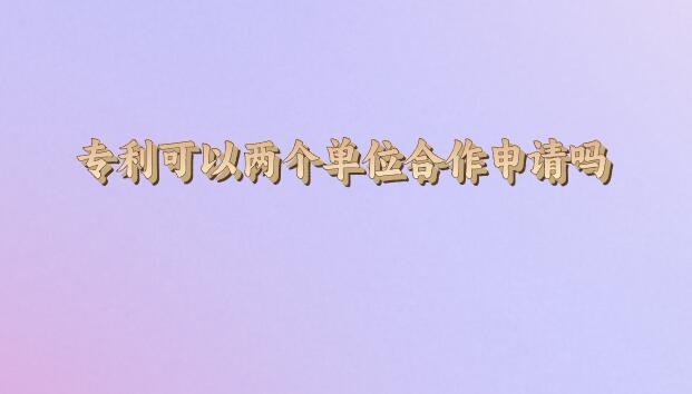 專利可以兩個(gè)單位合作申請(qǐng)嗎